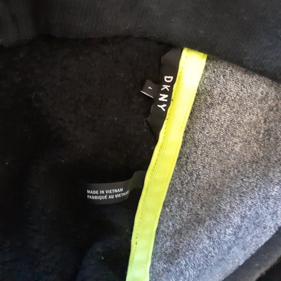 DKNY 1/4 Zip Fleece Lined Pullover Sweater Jacket Men's Large Black EUC - Picture 3 of 5